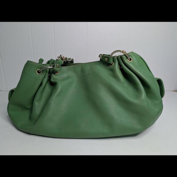 💚 Juicy Couture Green Leather Slouch Bag – Y2K Style - Picture 2 of 9
